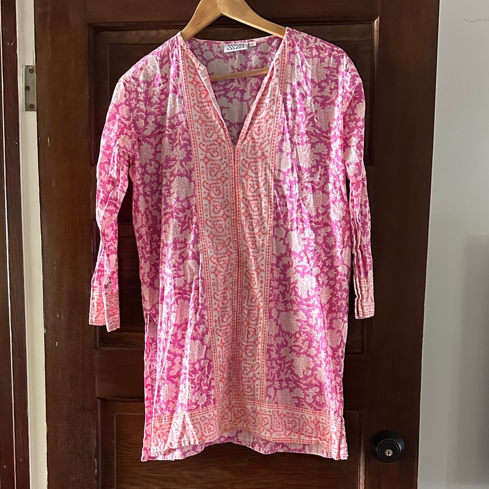 Pink Floral V-Neck Tunic